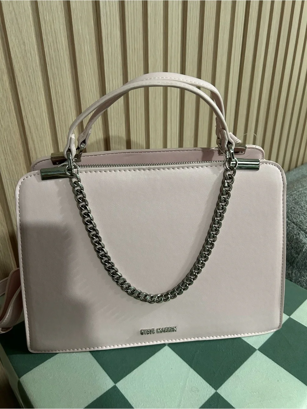 Steve Madden Light Pink Chain-Handle Satchel